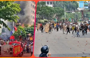 মিরপুরে উচ্ছেদ অভিযানে সংঘর্ষ, সিটি করপোরেশনের গাড়িতে আগুন মিরপুরে উচ্ছেদ অভিযানে সংঘর্ষ